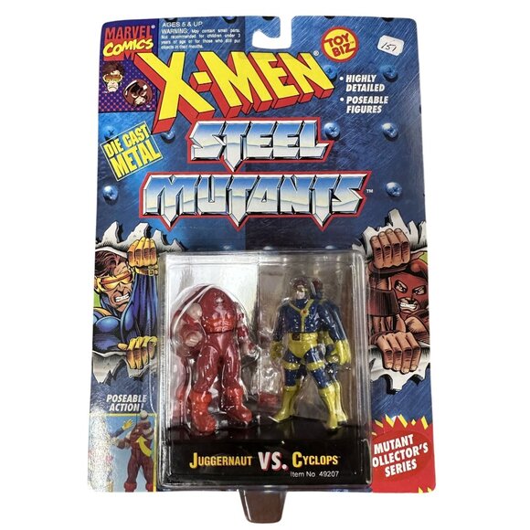 X-MEN Steel Mutants Juggernaut vs Cyclops Action Figures 1994 SEALED - Picture 1 of 6